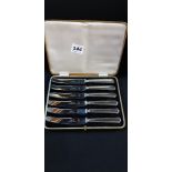 BOXED SET OF SILVER HANDLED BUTTER KNIVES WITH STAINLESS STEEL BLADES SHEFFIELD 1964