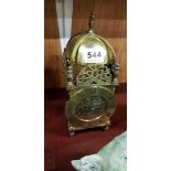 LANTERN VICTORIAN BRASS CLOCK, PLATFORM ESCAPEMENT WORKING