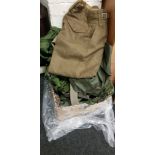 LARGE BOX OF MILITARY CLOTHING ETC