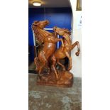 LARGE CARVED HORSE FIGURE GROUP 5FT X 3FT