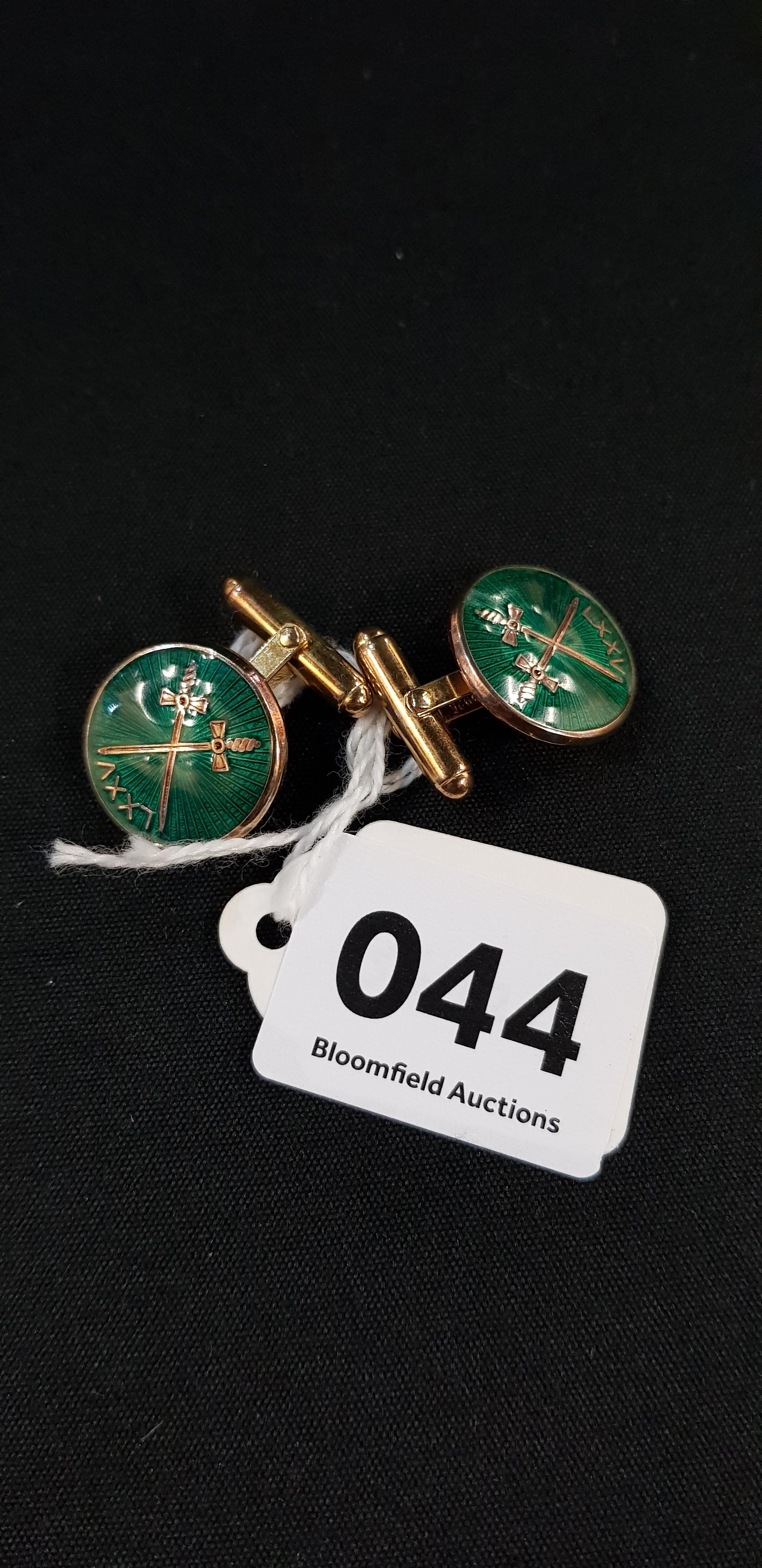 PAIR OF SILVER AND ENAMEL CUFFLINKS