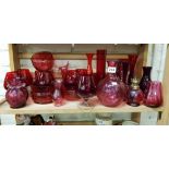 LARGE SHELF LOT OF GOOD QUALITY RUBY GLASS