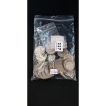 BAG OF SILVER CROWNS AND OTHER COINS