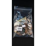BAG OF COINS AND CURRENCY
