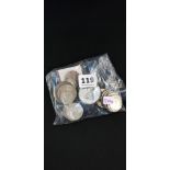 BAG OF COINS AND MEDALS