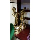 PAIR OF BRASS FIGURES