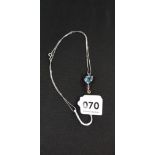 SILVER NECKLACE WITH BLUE TOPAZ DROP