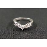 PLATINUM 5 STONE DIAMOND RING SIZE L WITH CIRCA HALF CARAT OF DIAMONDS