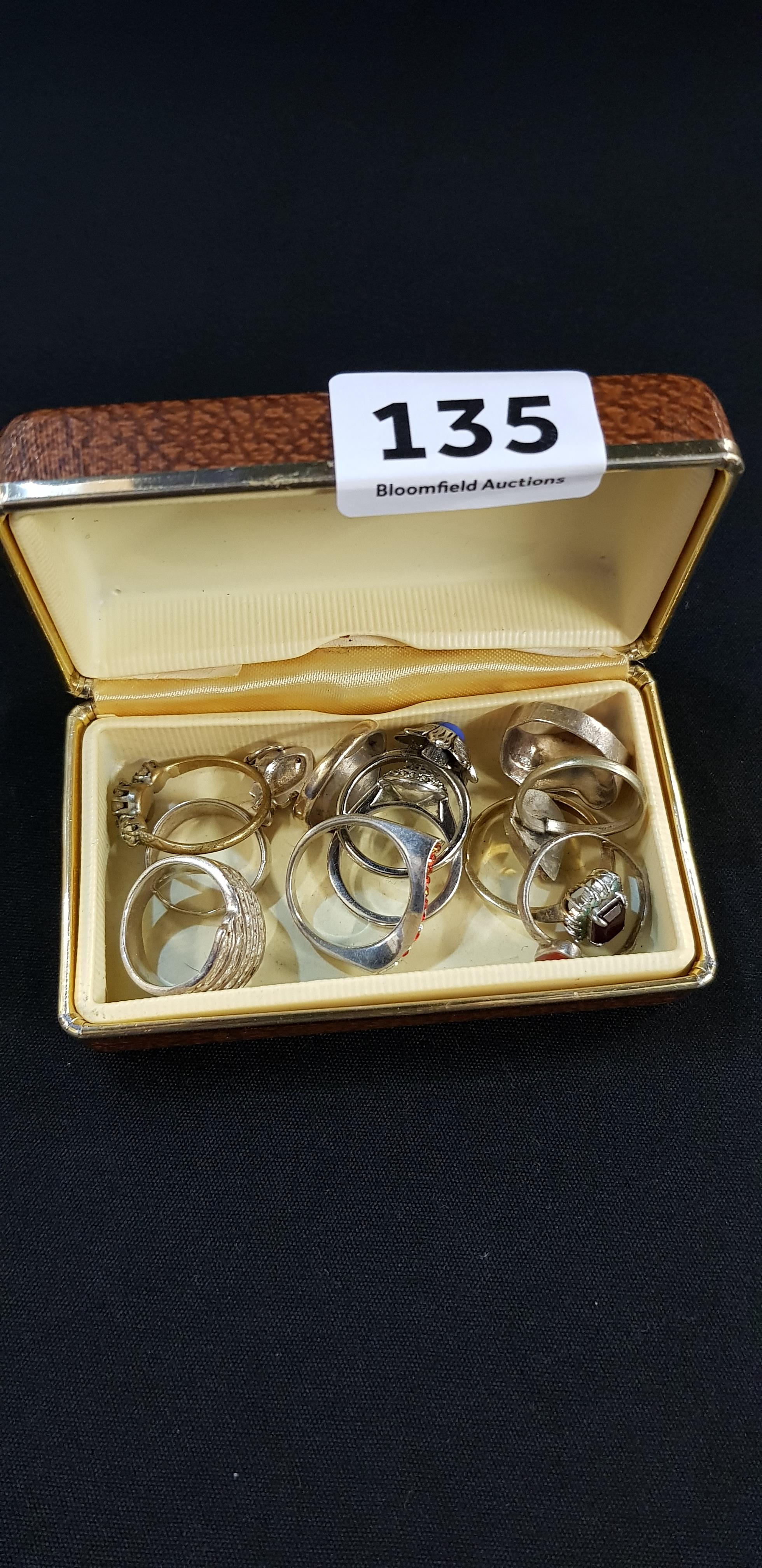 BOX OF SILVER AND OTHER RINGS