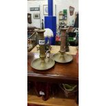 PAIR OF BRASS CHAMBER CANDLESTICKS