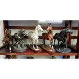 SHELF LOT OF HORSE FIGURES TO INCLUDE BESWICK