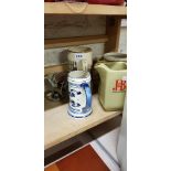 SHELF LOT OF PUB JUGS ETC