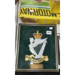 FRAMED ROYAL IRISH RANGERS EMBROIDERY PRESENTED JUNE 1980