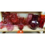 LARGE SHELF LOT OF GOOD QUALITY RUBY GLASS