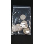 BAG OF SILVER CROWNS AND OTHER COINS