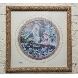 LARGE FRAMED PICTURE 'LADIES ON THE LAKE'