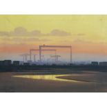 OIL ON CANVAS THE SHIPYARD - R.T.COCHRANE