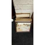 QUANTITY OF SMALL FRAMED WATERCOLOURS AND PRINTS