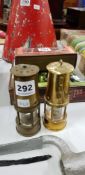 2 SMALL BRASS MINERS LAMPS