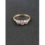 ANTIQUE 18 CARAT GOLD 3 STONE DIAMOND RING WITH 0.25 CARAT OF DIAMONDS