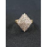 9 CARAT GOLD AND DIAMOND CLUSTER RING WITH 1 CARAT OF DIAMOND