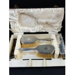 ANTIQUE PART SILVER DRESSING TABLE BRUSH SET