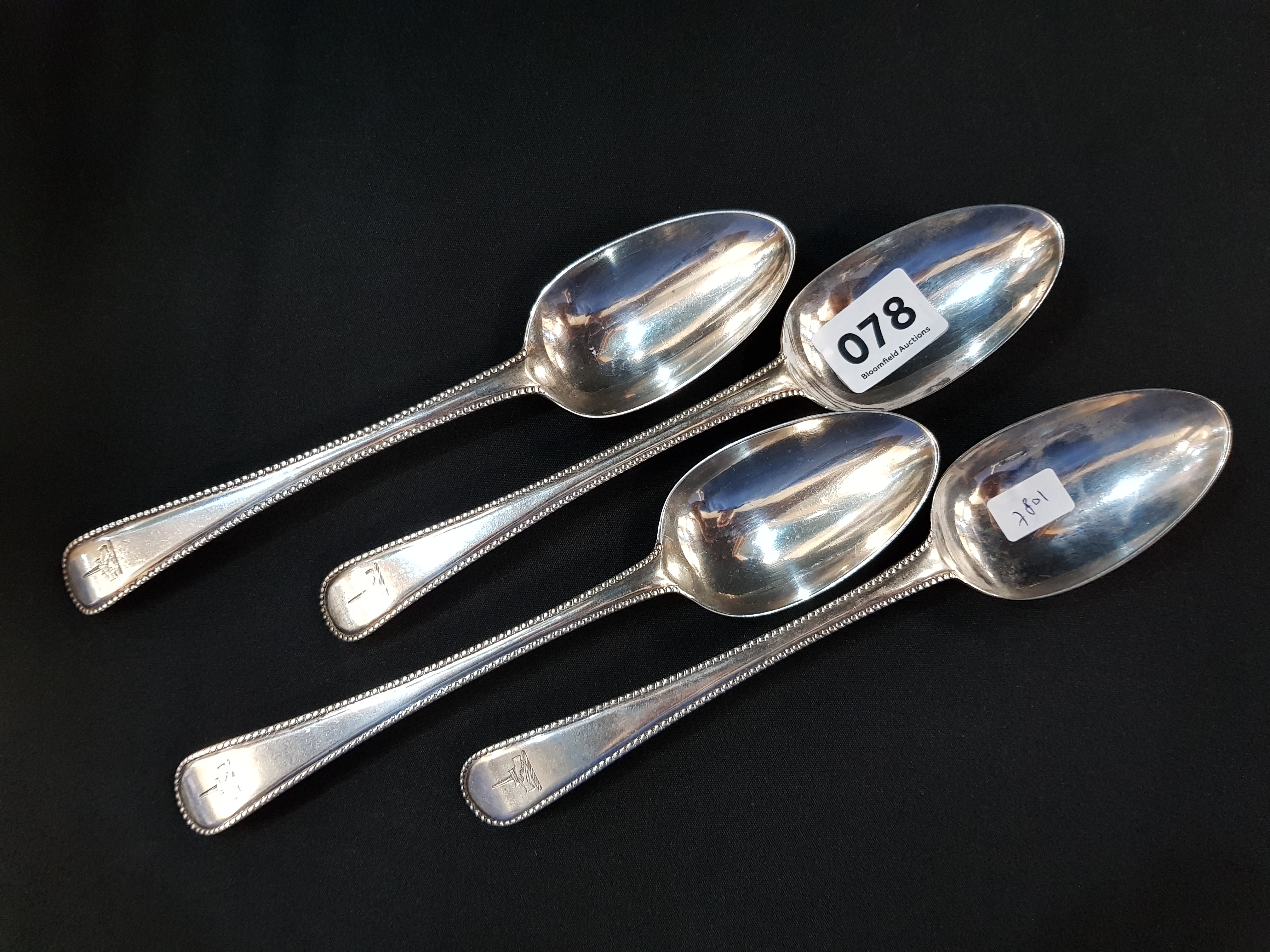 4 SILVER TABLESPOONS - LONDON 1775