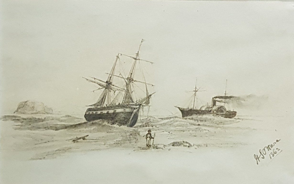 SIGNED PENCIL DRAWING 1862