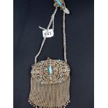 VICTORIAN CHAIN EVENING BAG WITH CABOCHON TORQUOISE