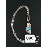 SILVER MULTI OPAL PENDANT AND CHAIN