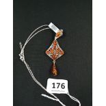 ARGENTO LARGE ORNATE AMBER PENDANT AND CHAIN