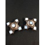 SILVER ART NOUVEAU MOONSTONE BUCKLES