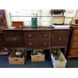 ANTIQUE BRASS GALLERY BACKED SIDEBOARD