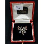 ANTIQUE DIAMOND, RUBY & SAPPHIRE BUTTERFLY BROOCH