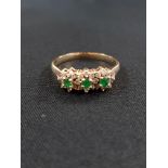 9CT GOLD EMERALD AND DIAMOND RING