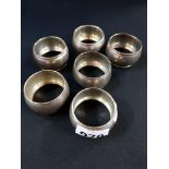 6 SILVER NAPKIN RINGS - BIRMINGHAM 1916