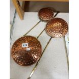 3 COPPER GRADUATED CHESTNUT PANS