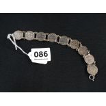 9 OLD SILVER 3D COIN BRACELET (1897 - 1931)