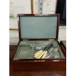 ANTIQUE MAHOGONY CASED PART EPNS CUTLERY SET