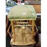 ANTIQUE BAMBOO AFFECT CHAIR AND STOOL