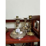 2 PAIRS OF ANTIQUE CANDLESTICKS