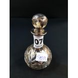 SILVER AND GLASS PERFUME BOTTLE