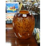 LARGE AMBER STUDIO GLASS VASE