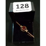 ANTIQUE 9CT GOLD HALLMARKED GARNET AND PEARL BROOCH