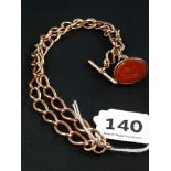 ANTIQUE 9CT ROSE GOLD ALBERT CHAIN WITH GOLD SEAL CIRCA 47.9G