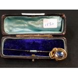 VICTORIAN GOLD QUARTZ STONE STICK PIN (BOXED)