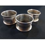 3 MATCHING SILVER NAPKIN RINGS BIRMINGHAM CIRCA 56.1G