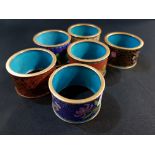 6 CLOISONNE NAPKIN RINGS