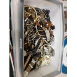 BOX OF COSTUME JEWELLERY AND WATCHES