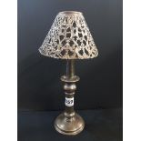 SILVER CANDLE STICK AND SHADE